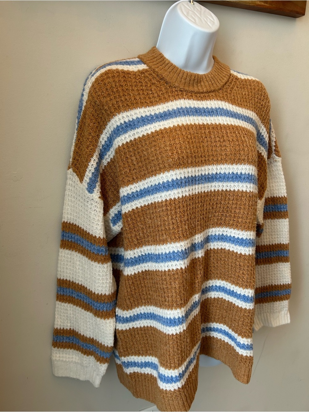 American Eagle Outfitters SOFT Striped Crewneck Sweater - Oversized Cabincore